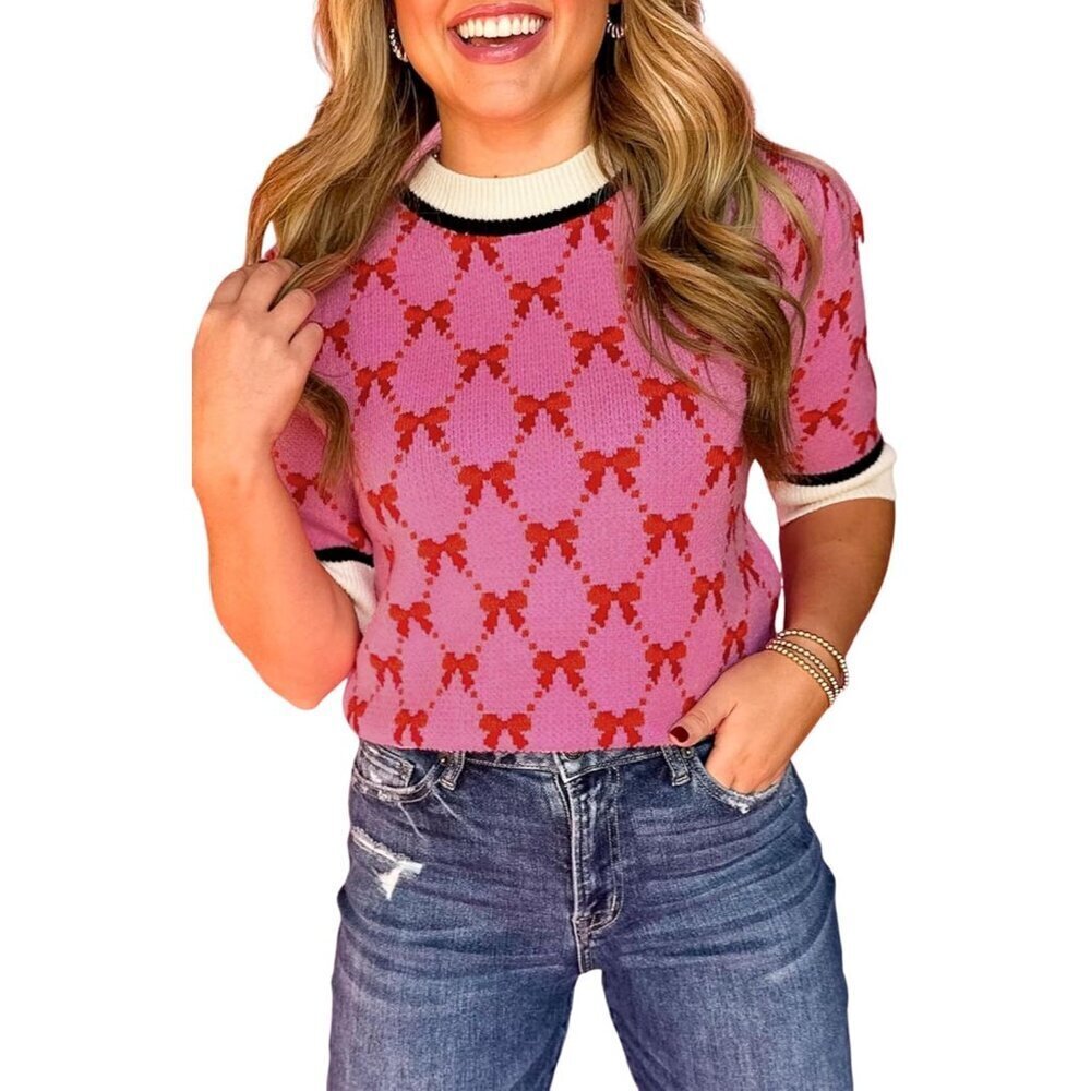 Women's Casual Shirt Viscose Polyester Blend Short Sleeve Ruffle Top
